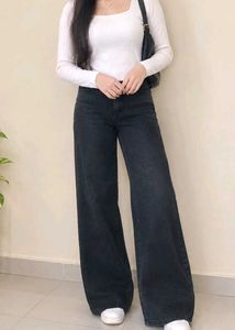 Women's Wide Leg Black Denim Jeans