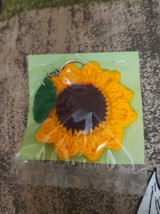 Handmade 2pc Crochet Sunflower Keychain