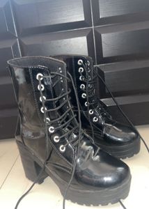 Black Platform Chunky Heel Boots