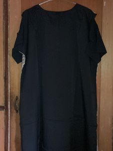 Off Shoulder Black Printed Kurti