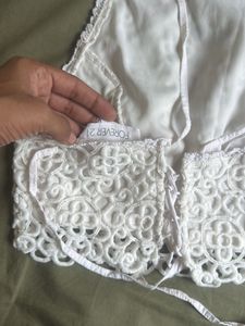 White Lace Halter Neck Crop Top