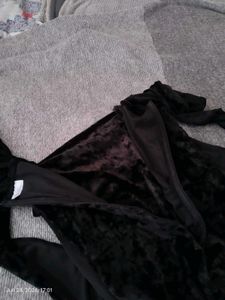 Black Velvet Ruffle Dress