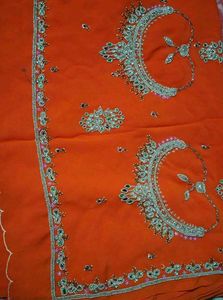 Vibrant Orange Embellished Saree