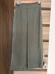 Olive Green Wide Leg Linen Pants