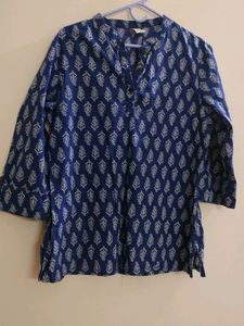 Indigo Print Cotton Top