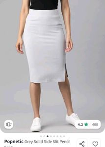 Chic Grey Side Slit Pencil Skirt
