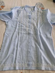 Light Blue Embroidered Kurta