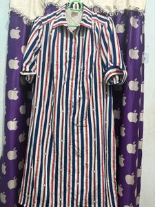 Vintage Striped Button-Up Dress