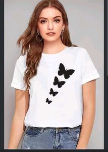 White Butterfly Graphic T-Shirt