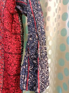 Vintage Red &amp; Blue Print Dress