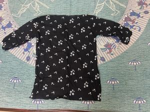 Black Floral Print Kurta