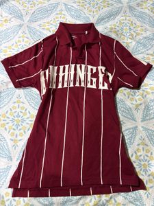 Maroon Striped Polo T-Shirt