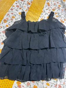 Black Ruffled Spaghetti Strap Top