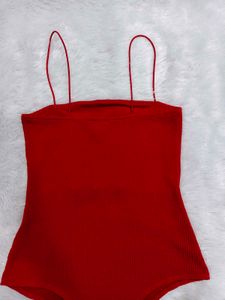 H&amp;M Red Spaghetti Strap Bodysuit
