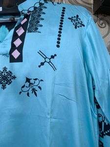 Sky Blue Printed turkish coord ser