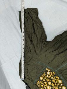 Embroidered Olive Green Top