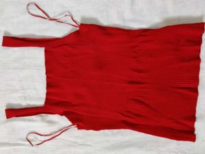 Red Ribbed Tank Top