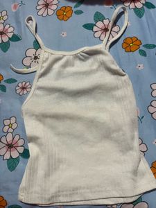 Ribbed White Spaghetti Strap Tank Top