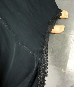 Elegant Black Burqa Embroidery Ethnic Gown