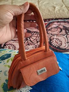 Orange Textured Handbag