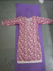 Floral Print Kurta with Lace Detail