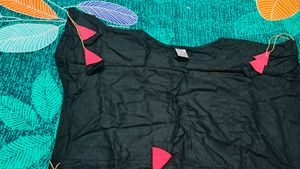 Black Kurta with Pink Accents
