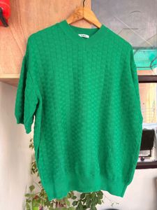 V-Neck Textured Knit Sweater
