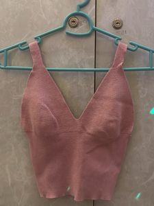 peach V neck top