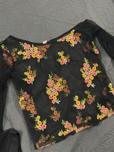Sheer Floral Embroidered Top