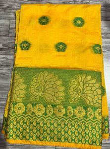 Yellow & Green Saree