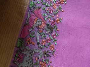 Beautiful Pink Embroidered Supernet Saree