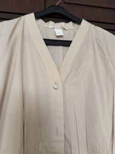 H&amp;M Beige Button-Up Midi Dress