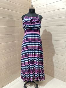 Striped Maxi Dress with Ruffle Detail