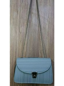 GREY SOLID BUCKLE CHAIN SLING BAG (TOTALLY NEW)
