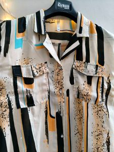 Artistic Print Button-Up Shirt 5XL
