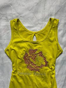 Yellow Tank Top with Floral Design