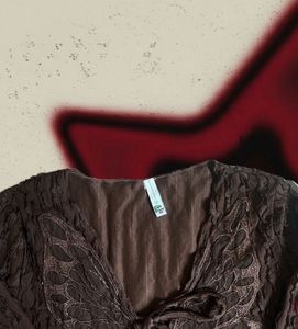 New Me Brown Butterfly Tie-Front Top