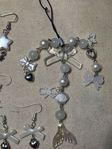 Cute Bow &amp; Heart Dangle Earrings Set