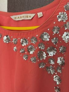 Coral Kurta with Sequins