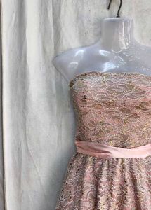 Chic Pink Lace Strapless Dress