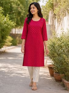 Printed Kurta with Unique Button Detail
