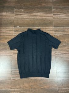 Classic Black Knit Polo Shirt