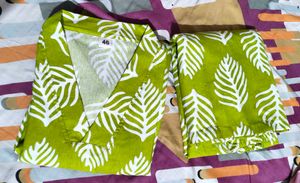 New lime Green Leaf Print Kurta Set