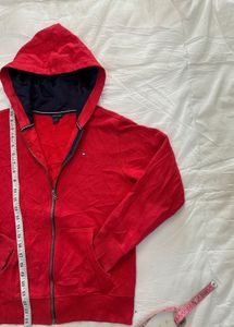 Tommy Hilfiger Red Zip-Up Hoodie