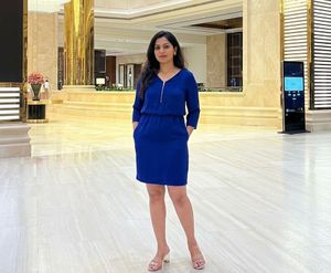 Elegant Royal Blue Zipper Dress