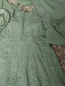 festive special mirror work long gown full sleeves