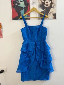 Blue Ruffled Mini Dress