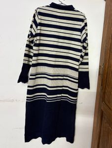 Elegant Striped Knit and woolen Dress