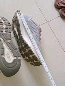 Gray Running Shoes with Pink Accents