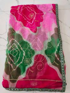 Vibrant Floral Print Saree